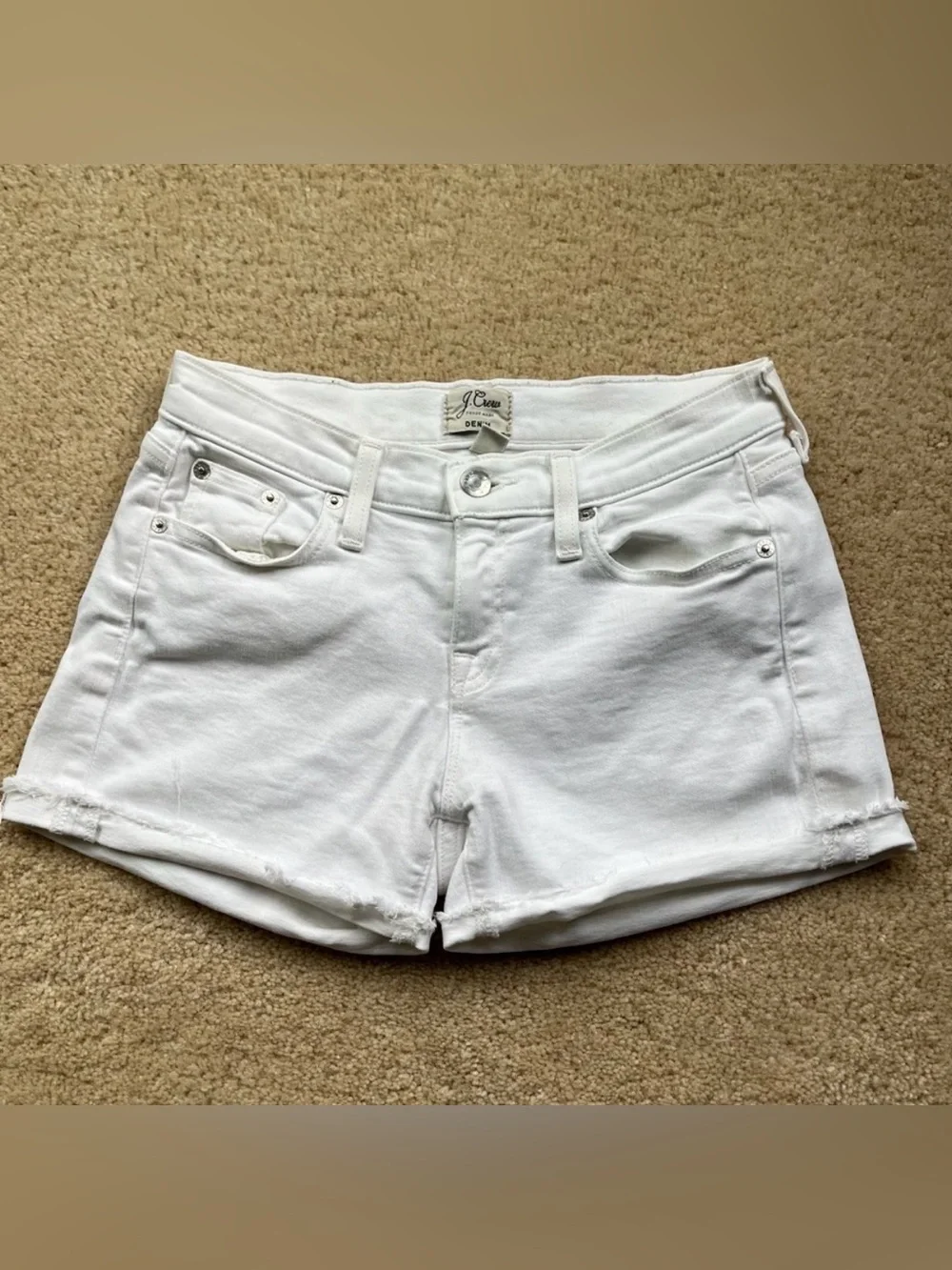 J. Crew Women’s White Denim Cuffed Shorts - Size 23 - EUC - Stretch